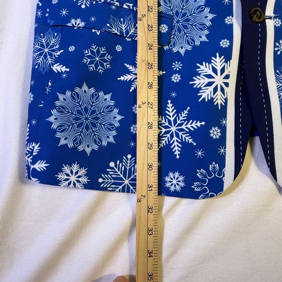 Shinesty Snowflake Western Suit Jacket 50 Pants 46x35 Blue White Holiday Party - Picture 6 of 16